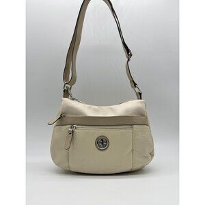GIANI BERNINI pebbled faux-leather colorblock hobo shoulder bag -Papyrus/ Cream